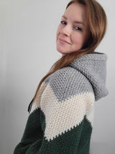 Load image into Gallery viewer, Moss Stitch Hoodie Crochet Pattern - PDF Download