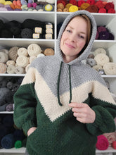 Load image into Gallery viewer, Moss Stitch Hoodie Crochet Pattern - PDF Download